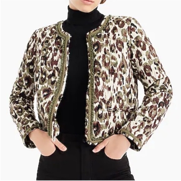 J. Crew Jackets & Blazers - J Crew Women’s Quilted Leopard Boxy Jacket 100% Cotton Size XS